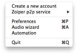 Zoiper mac settings menu