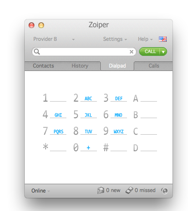 Zoiper mac main window dialpad tab