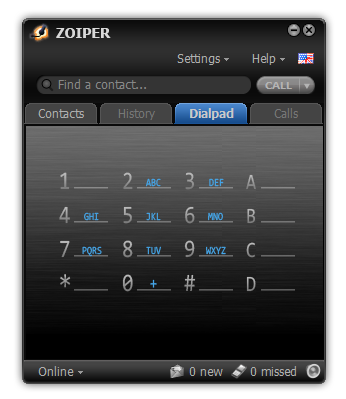 Zoiper windows main window dialpad tab