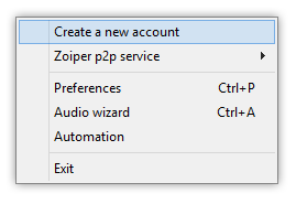 Create account from context menu