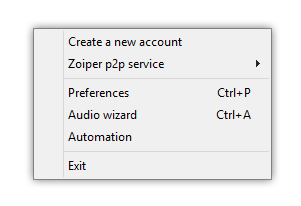 Zoiper linux settings menu